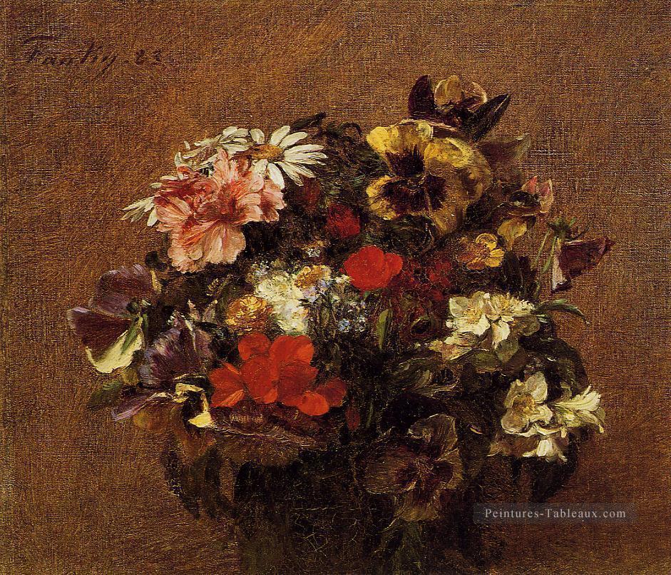 Bouquet de Fleurs Pensées Henri Fantin Latour Peintures à l'huile